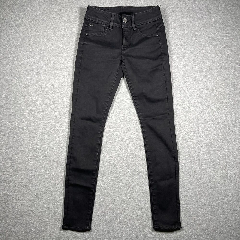 G-Star RAW Jeans Womens 27 Black Lynn Mid Super Skinny Stretch